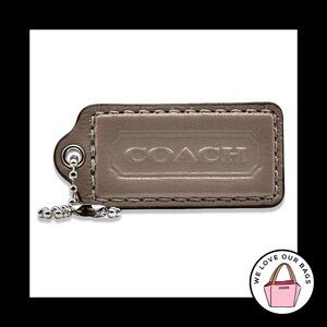 2.25" COACH Putty Taupe Patent Leather Nickel Fob Bag Charm Keychain Hang Tag